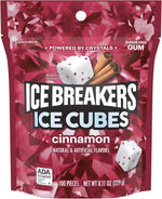 Imported sugar free cinnamon gum cubes showing texture
