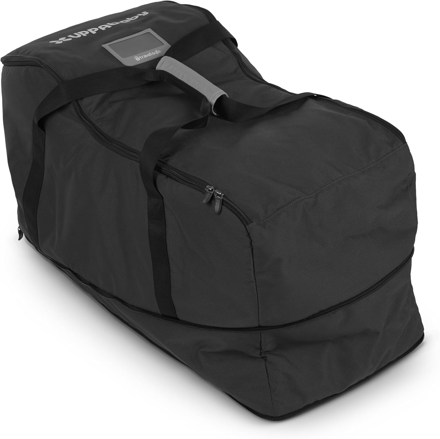 UPPAbaby travel bag for Aria and Mesa infant car seats front view showing durable charcoal fabric