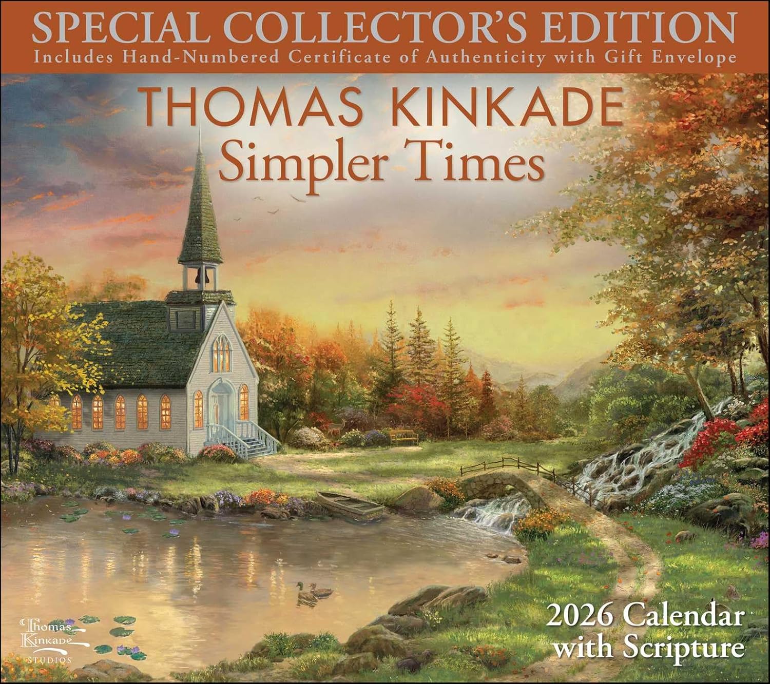 Thomas Kinkade Collector's Scripture Edition 2026 Deluxe Wall Calendar + Print - Image 1