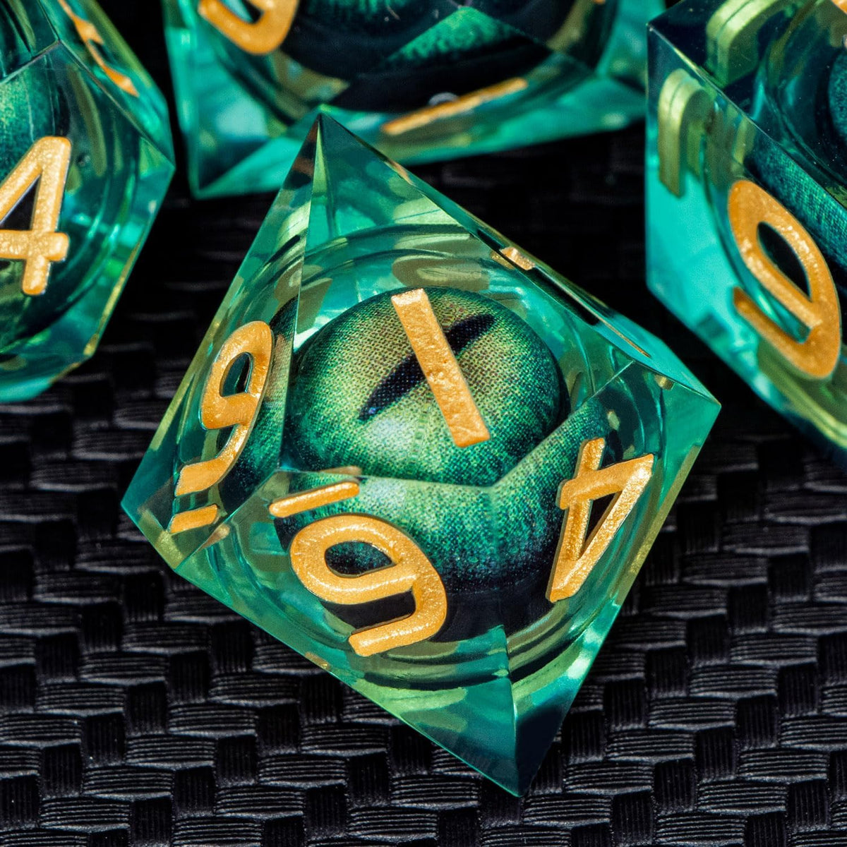 Complete seven piece D and D dice collection
