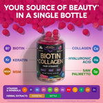 NutraHarmony Biotin Gummies lifestyle graphic demonstrating hair and skin wellness.