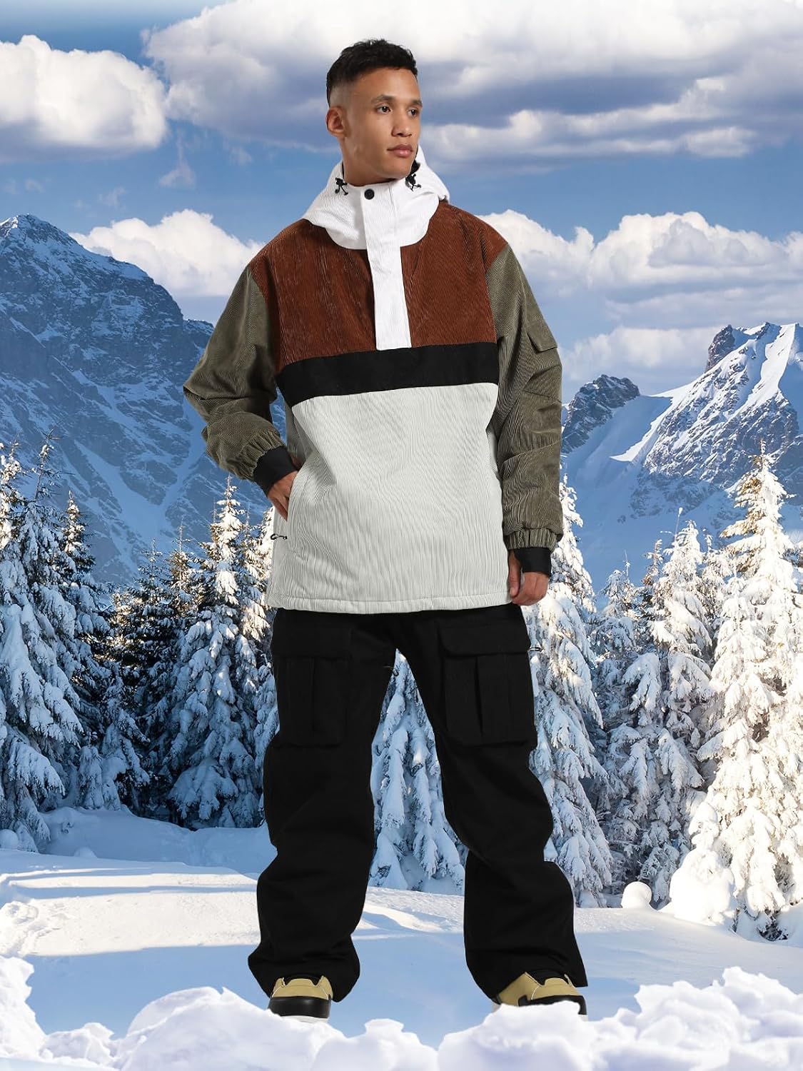 BSASB snowboard winter coat colorblocked design