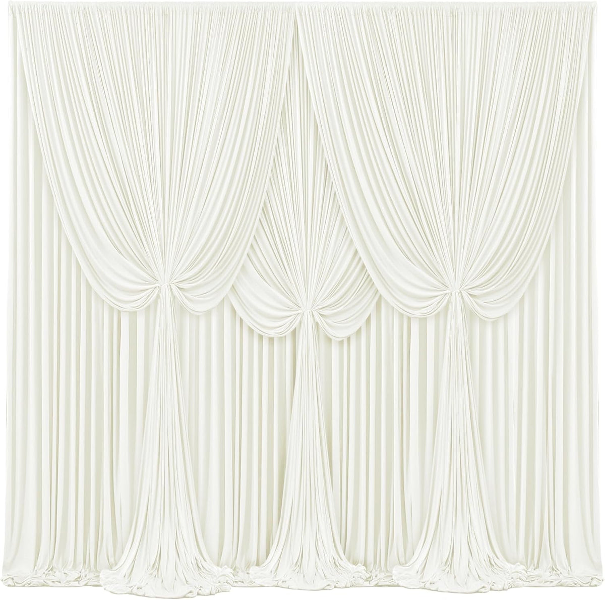 Tao-Ge ivory backdrop curtains front view setup for wedding stage