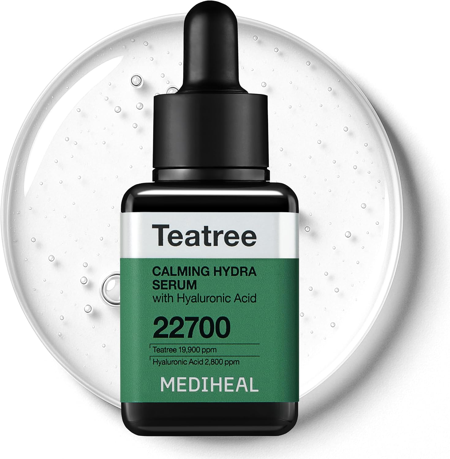 Mediheal Teatree Calming Hydra Serum front view bottle showcasing authentic packaging.