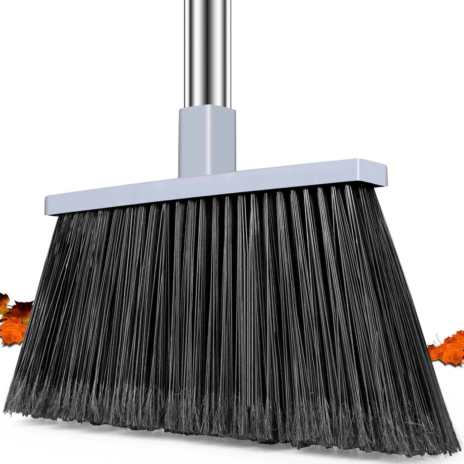 PBHEPJ outdoor broom with long stainless steel handle front view for industrial floor cleaning.