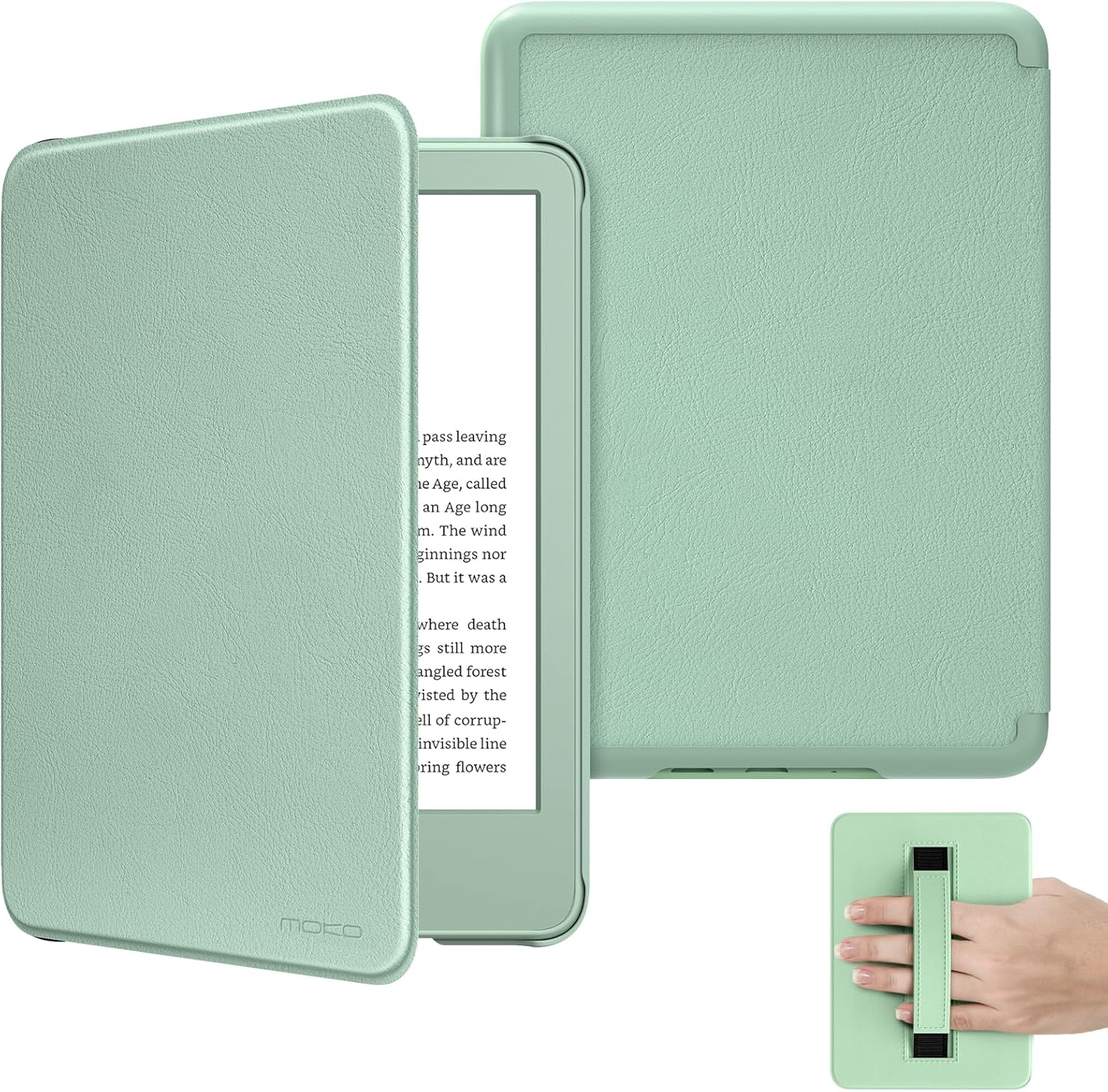 MoKo Agave Green protective case for Kindle 11th Gen front view