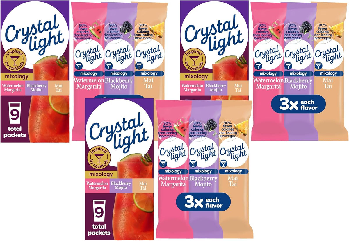 Crystal Light Mixology Drink Mix Variety Pack, 9 Packets, for Convenient On-the-Go Flavorful Hydration, Artificially Flavored Watermelon Margarita, Blackberry Mojito, Mai Tai, Zero Sugar, 1.17 oz - Image 11