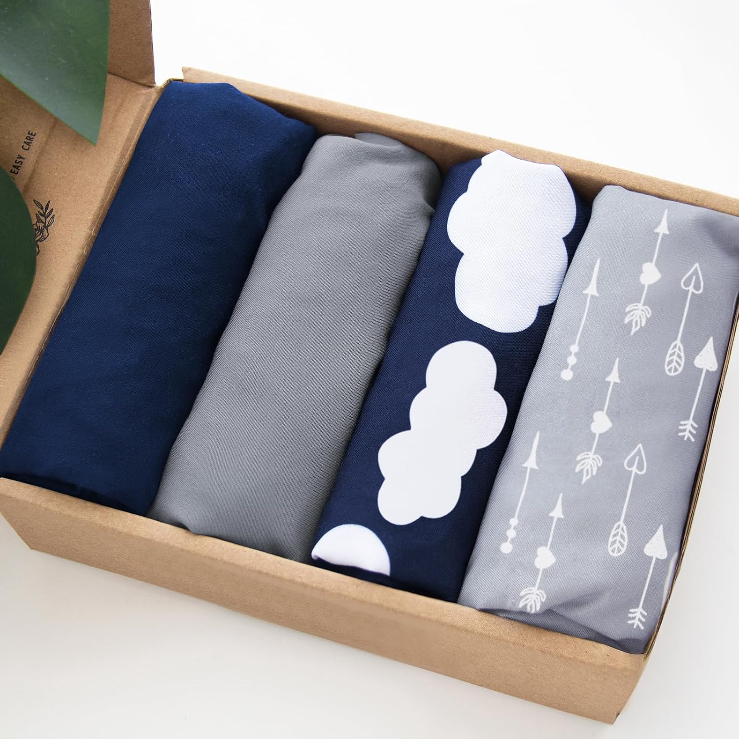Biloban pack and play fitted sheets navy cloud 4 pack front view
