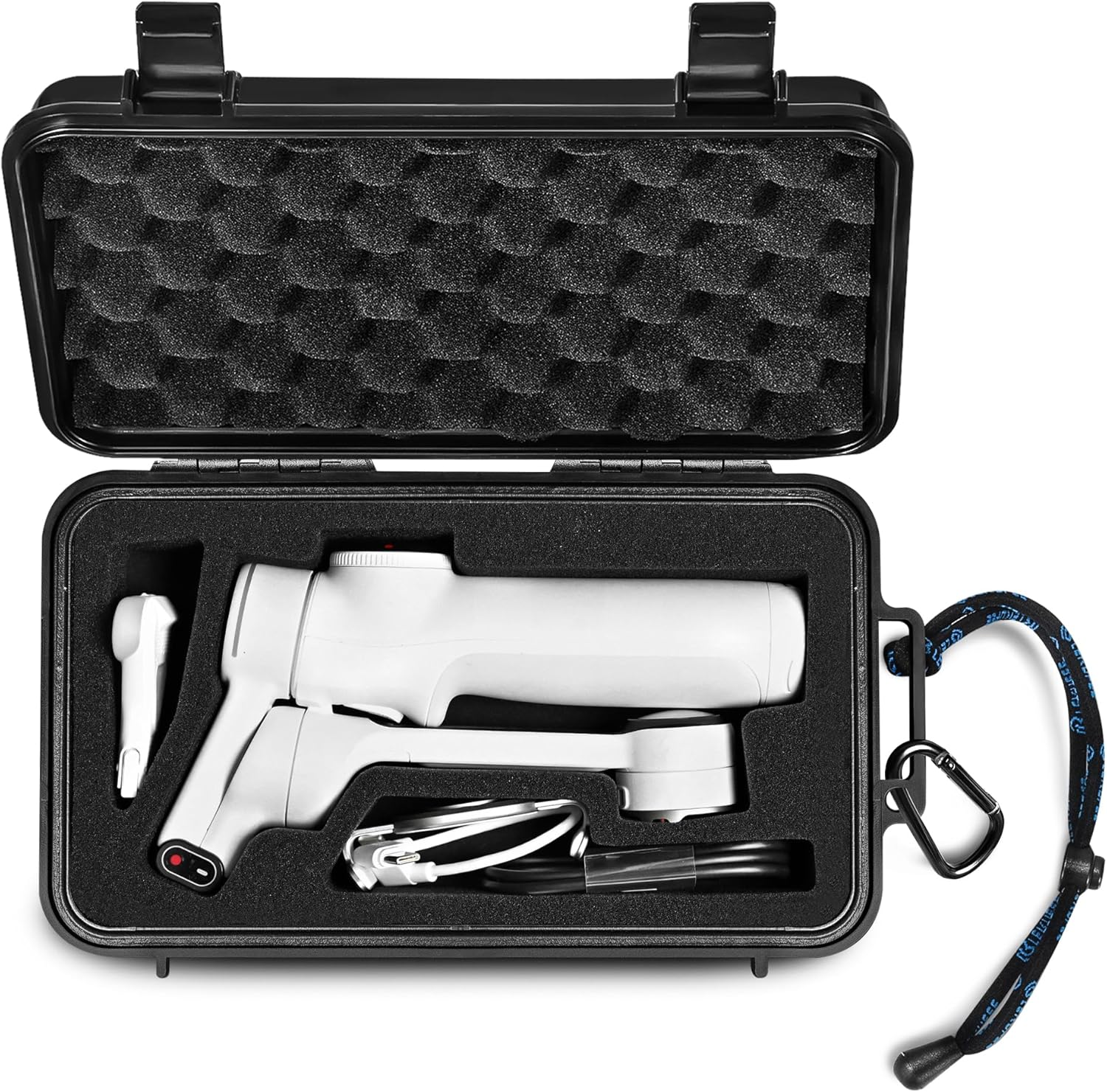 Lekufee travel waterproof hard case front view showing black rugged exterior shell