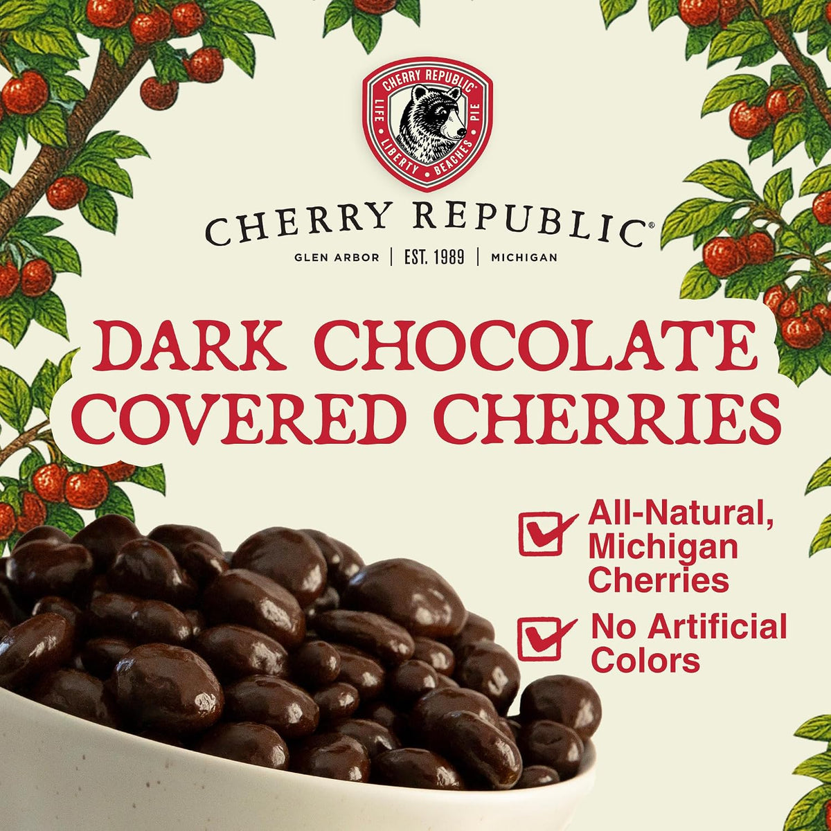 7 Ounce bag of Cherry Republic chocolate covered cherries