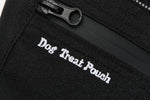 eBasics black dog treat carrier close up on the premium nine hundred denier polyester material