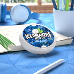 Ice Breakers Coolmint Sugar Free Breath Mints multiple tins arranged neatly to highlight the value eight count quantity.