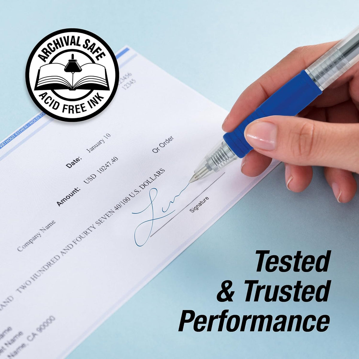 Pilot G2 gel roller pens writing sample on paper