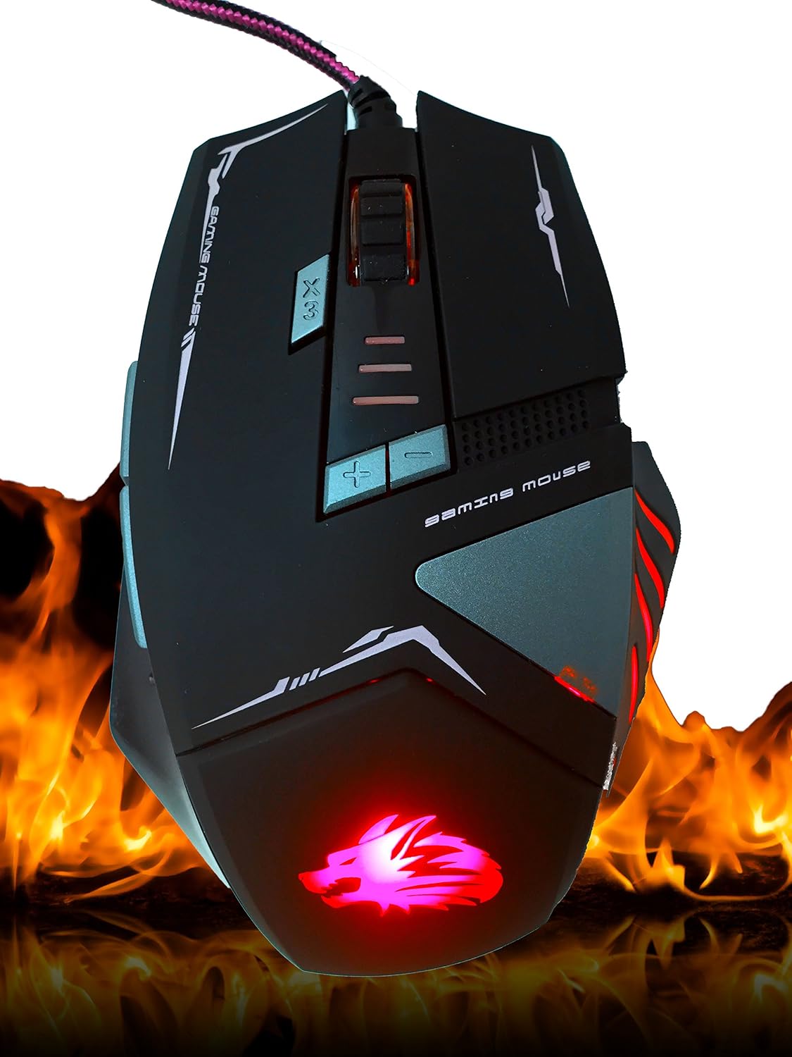 Rocksoul RSMS-00215 gaming mouse angled perspective in retail packaging style
