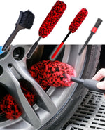 Oesee professional 4 pack wheel and tire brush kit front view displaying all four detailing brushes
