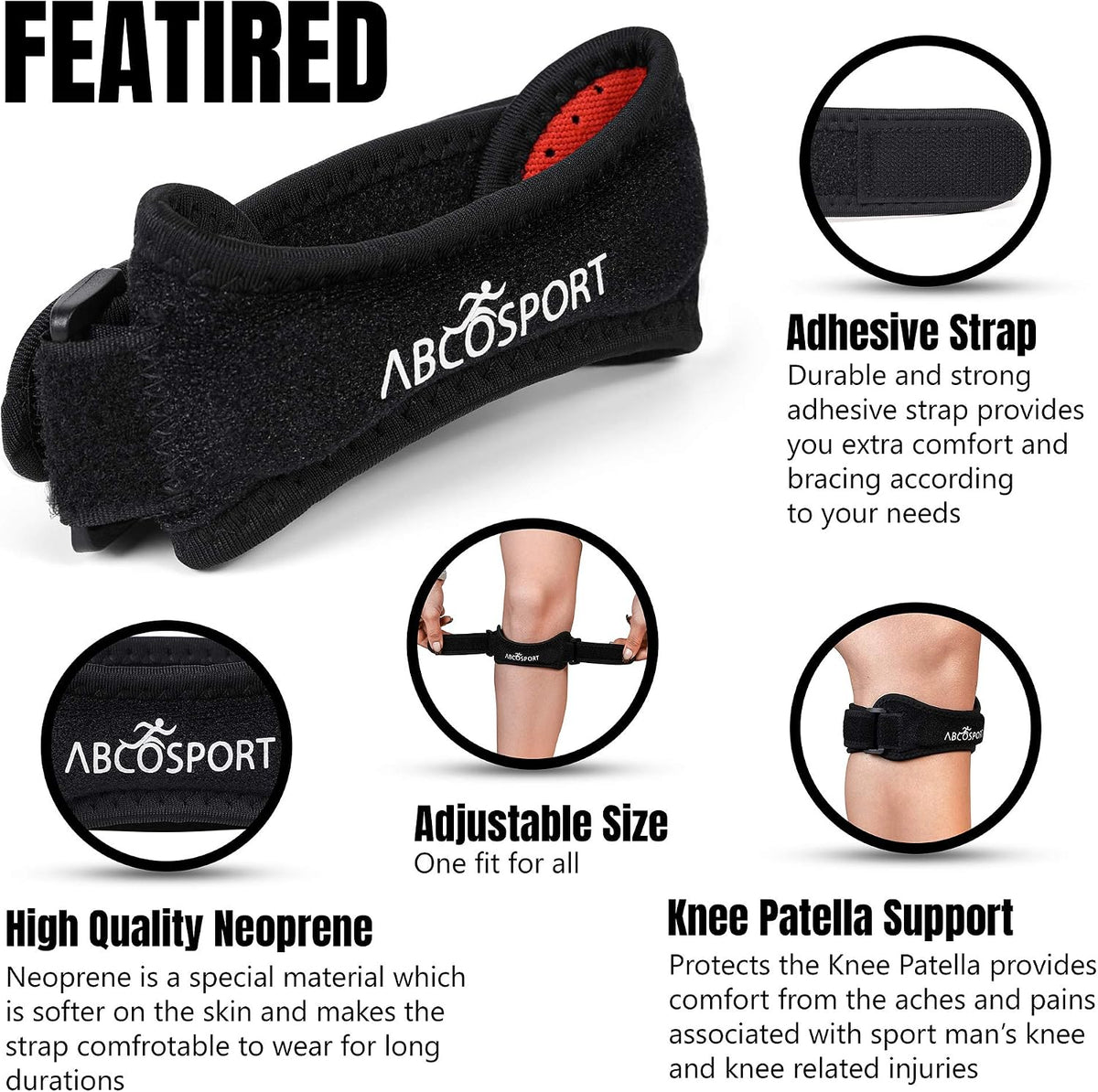 Close up of neoprene and nylon material on Abco Tech knee strap