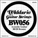 D'Addario BW052 Bronze Wound Acoustic Guitar Single String, .052 - Image 12
