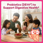 Child enjoying SmartyPants chewable probiotic dietary supplement