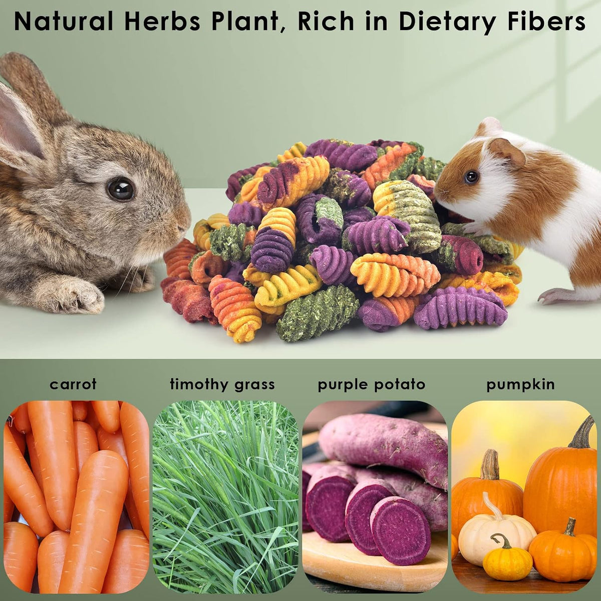 ERKOON small pet chew toys made from natural Timothy hay and vegetable powders.