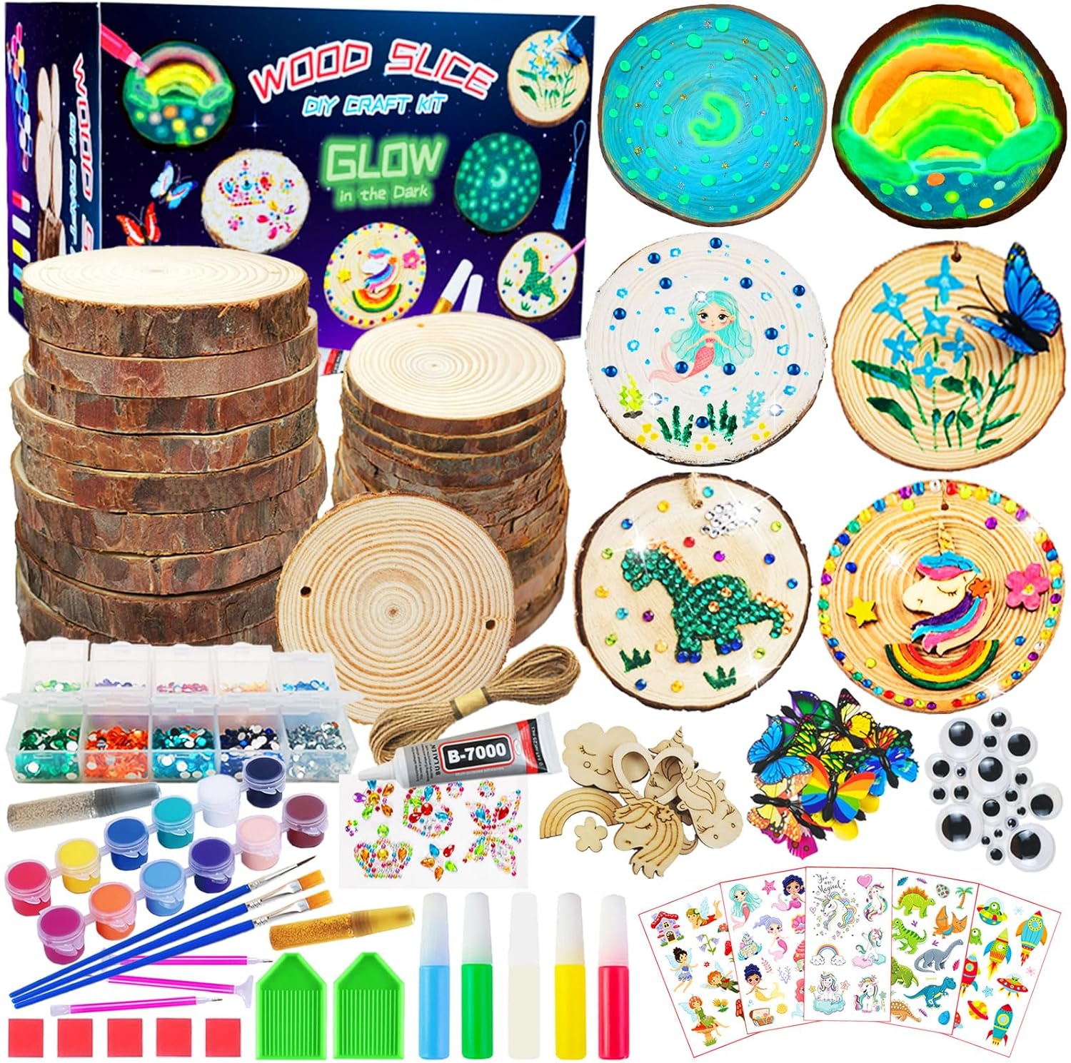 Kirkotoy wooden crafts kit front view with glow in the dark paint