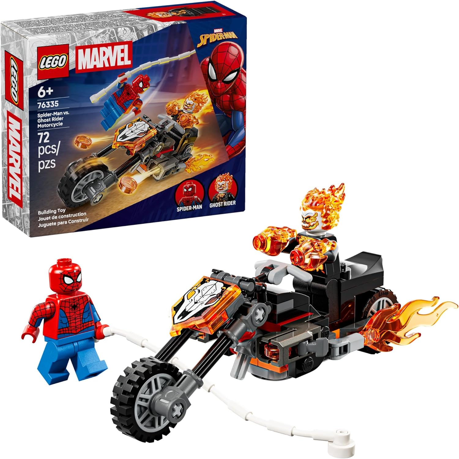 LEGO Marvel Spider-Man vs. Ghost Rider motorcycle set front view