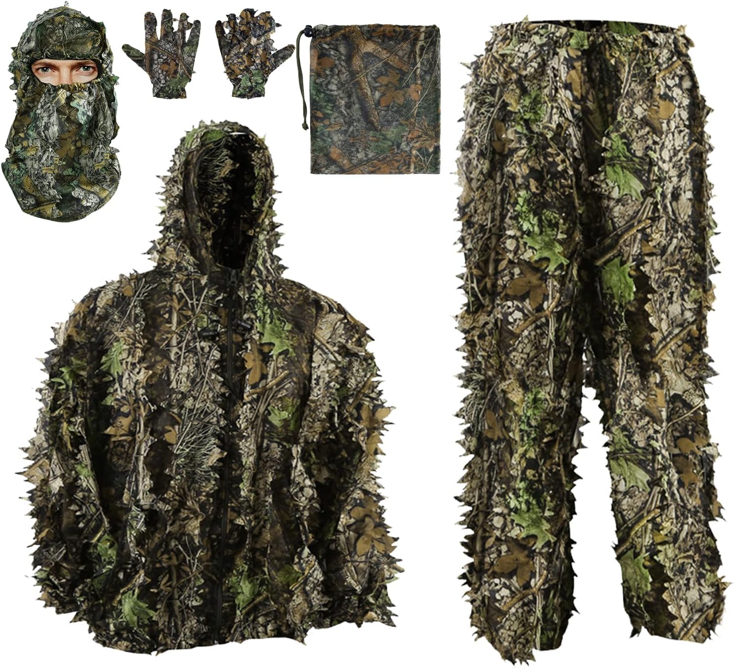 PELLOR outdoor camo ghillie suit front view
