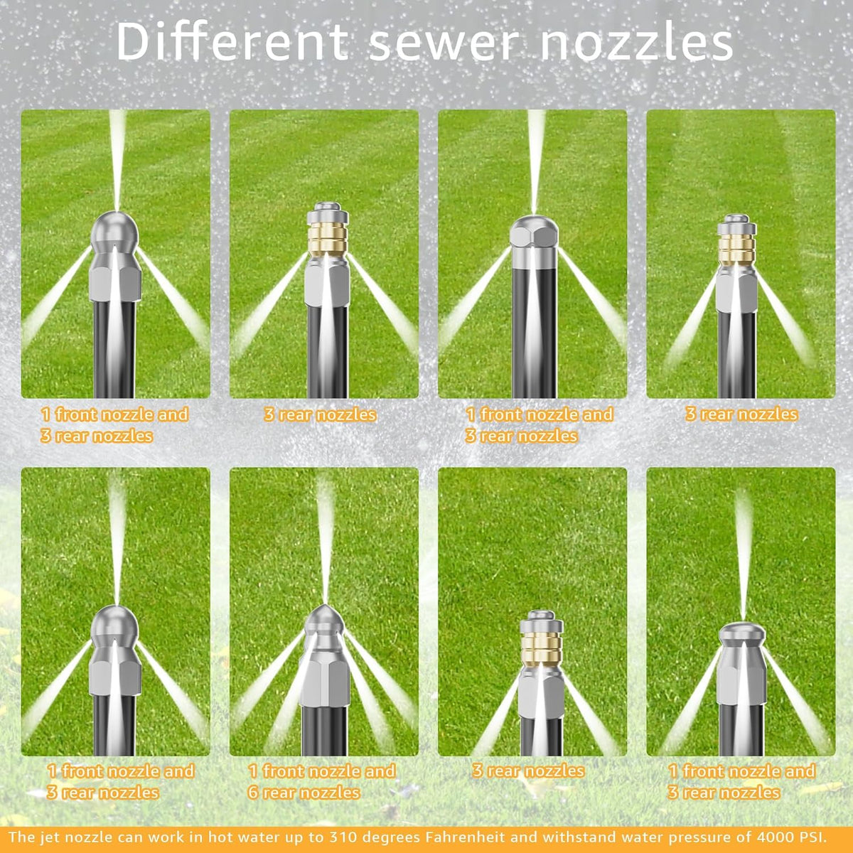 Detailed display of threaded adapters and orifice configurations in the kit