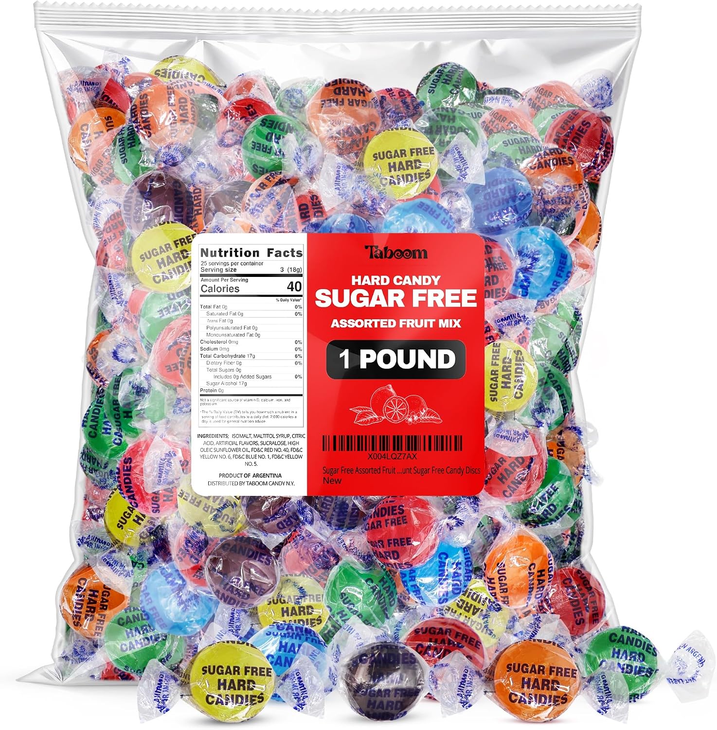 Taboom Sugar Free Hard Candy Assortment front view bag