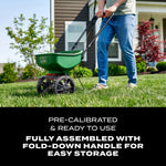 Scotts Turf Builder EdgeGuard Mini Broadcast Spreader dual bladed agitator