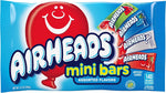 Airheads chewy taffy mini bars back of bag nutrition facts and ingredients label