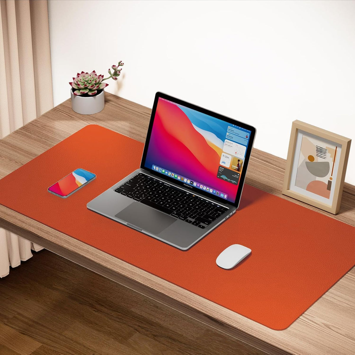 Boutilon orange desk mat on office table