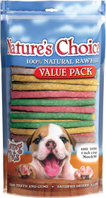 Resealable zipper pack of 12 natural rawhide dog treats