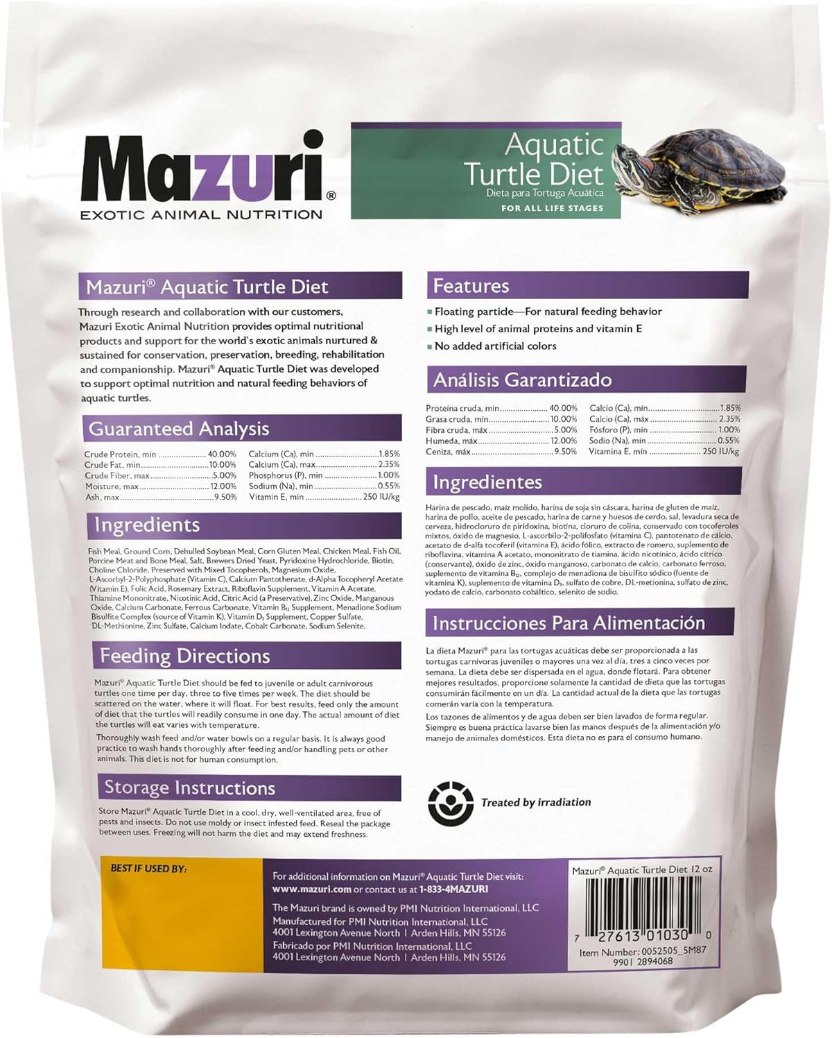 Mazuri freshwater formula turtle diet floating pellets close up