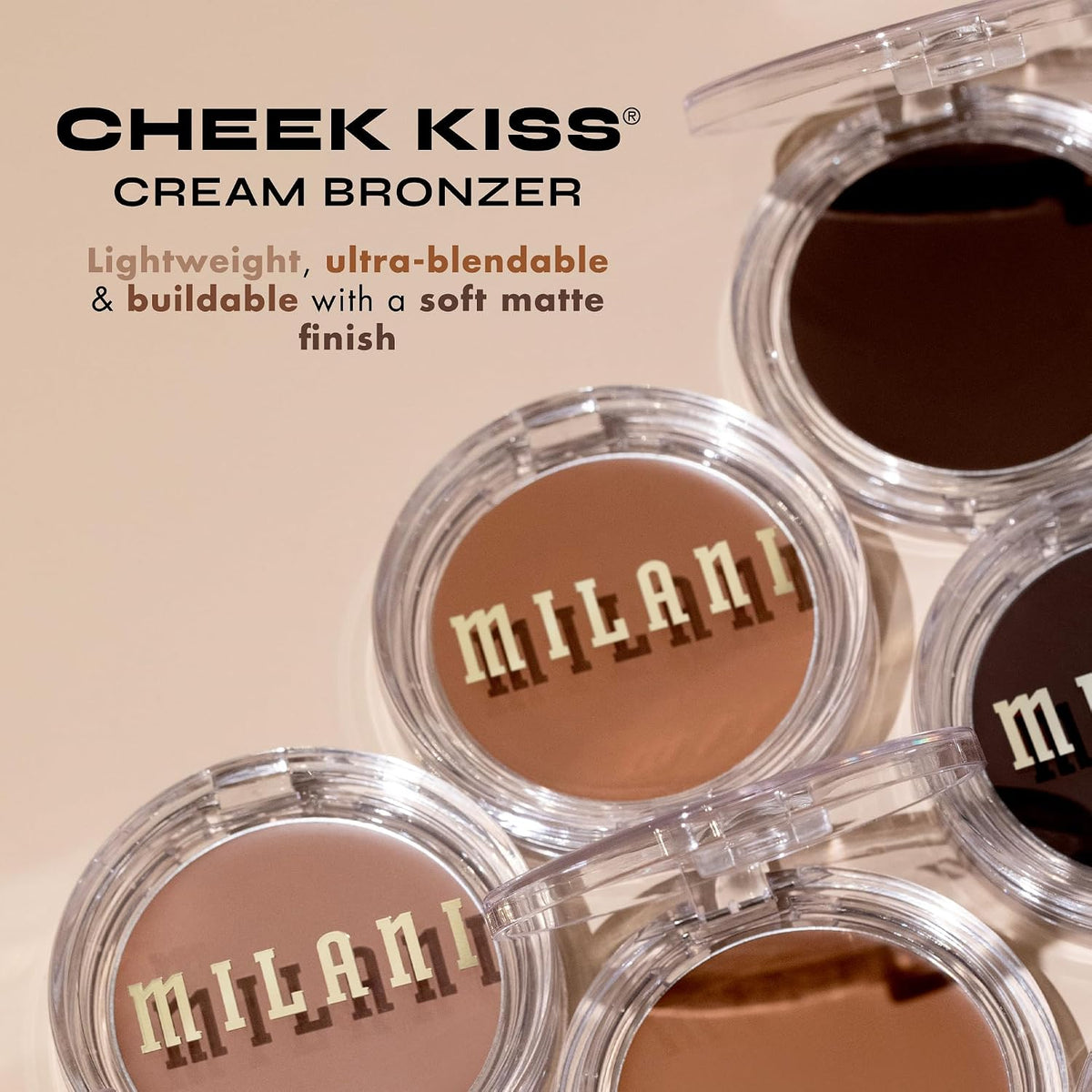 Open compact of Milani Mocha Moment bronzer showing texture