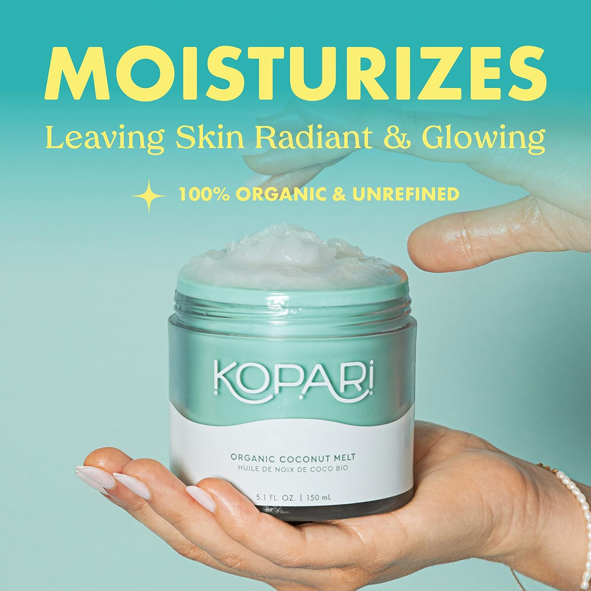 Kopari unrefined coconut oil texture and melting consistency