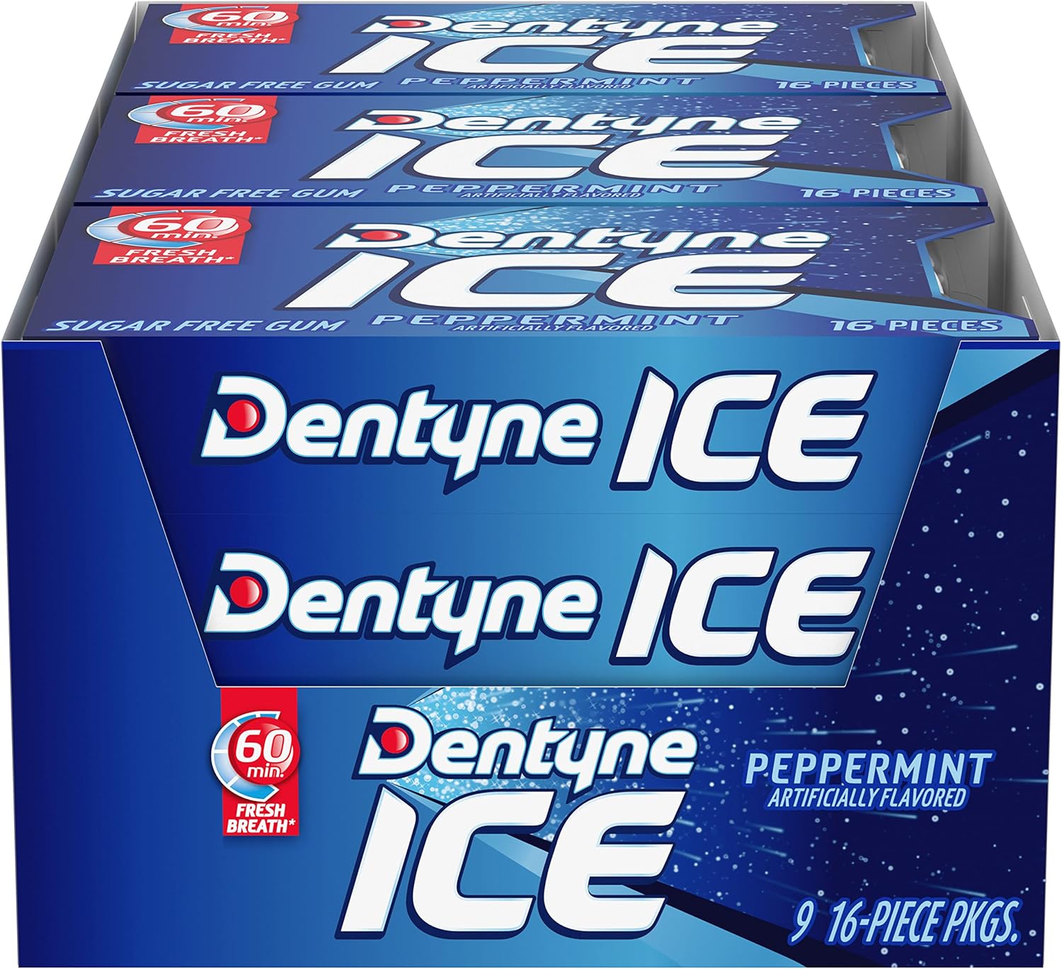 Dentyne Ice Peppermint Sugar Free Gum front view packaging