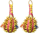 Hand-made eco-friendly bird shredding toy constructed from palm leaves and sisal