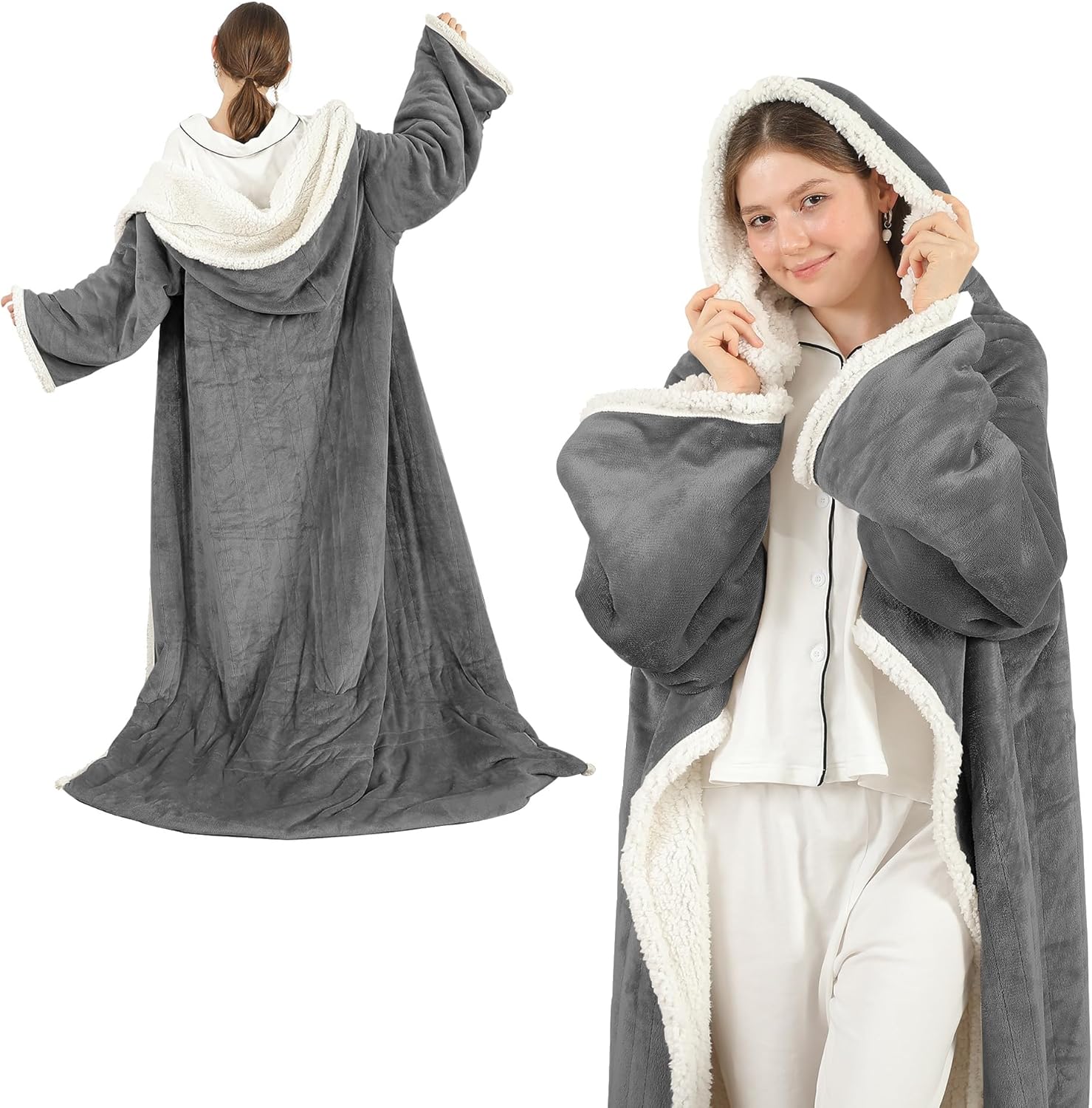 Cozyty wearable heated blanket with sleeves front view