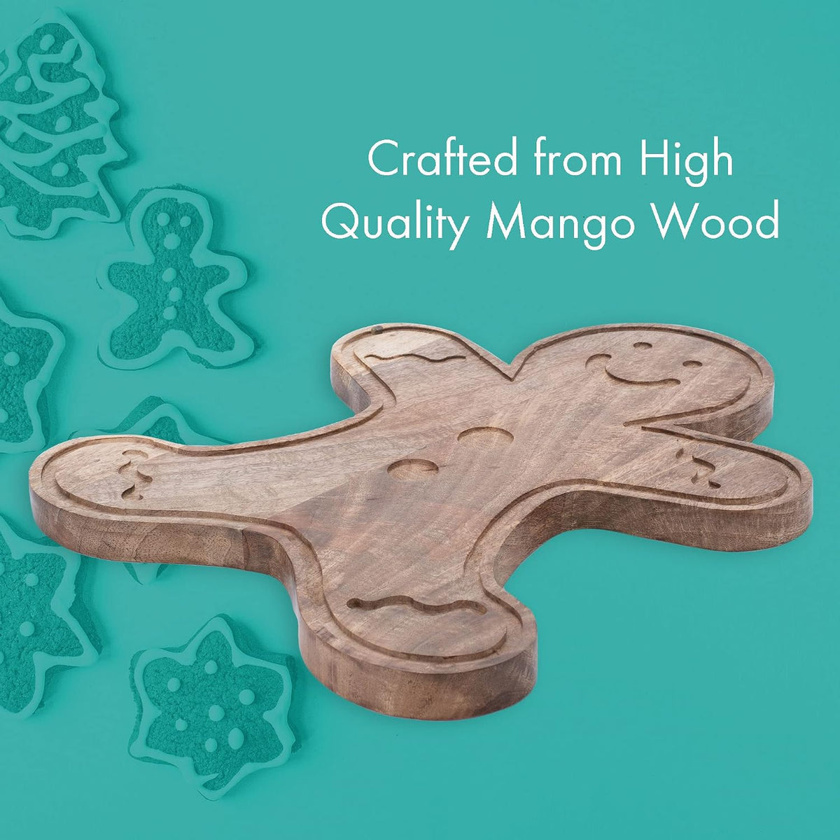 Mary Square decorative Christmas cutting board back view