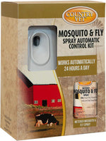Country Vet Equine mosquito control kit front view showing dispenser box and refill aerosol can