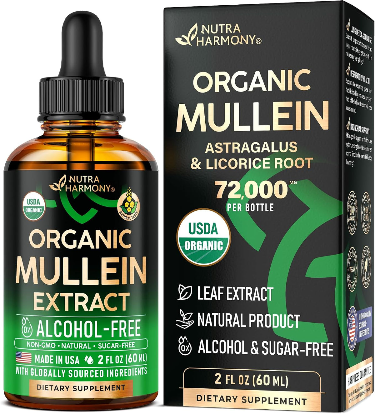Nutraharmony mullein drops for lungs front view packaging