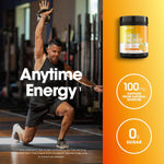 Side angle of the Optimum Nutrition Essential Amino Energy packaging highlighting the sugar free keto friendly text.