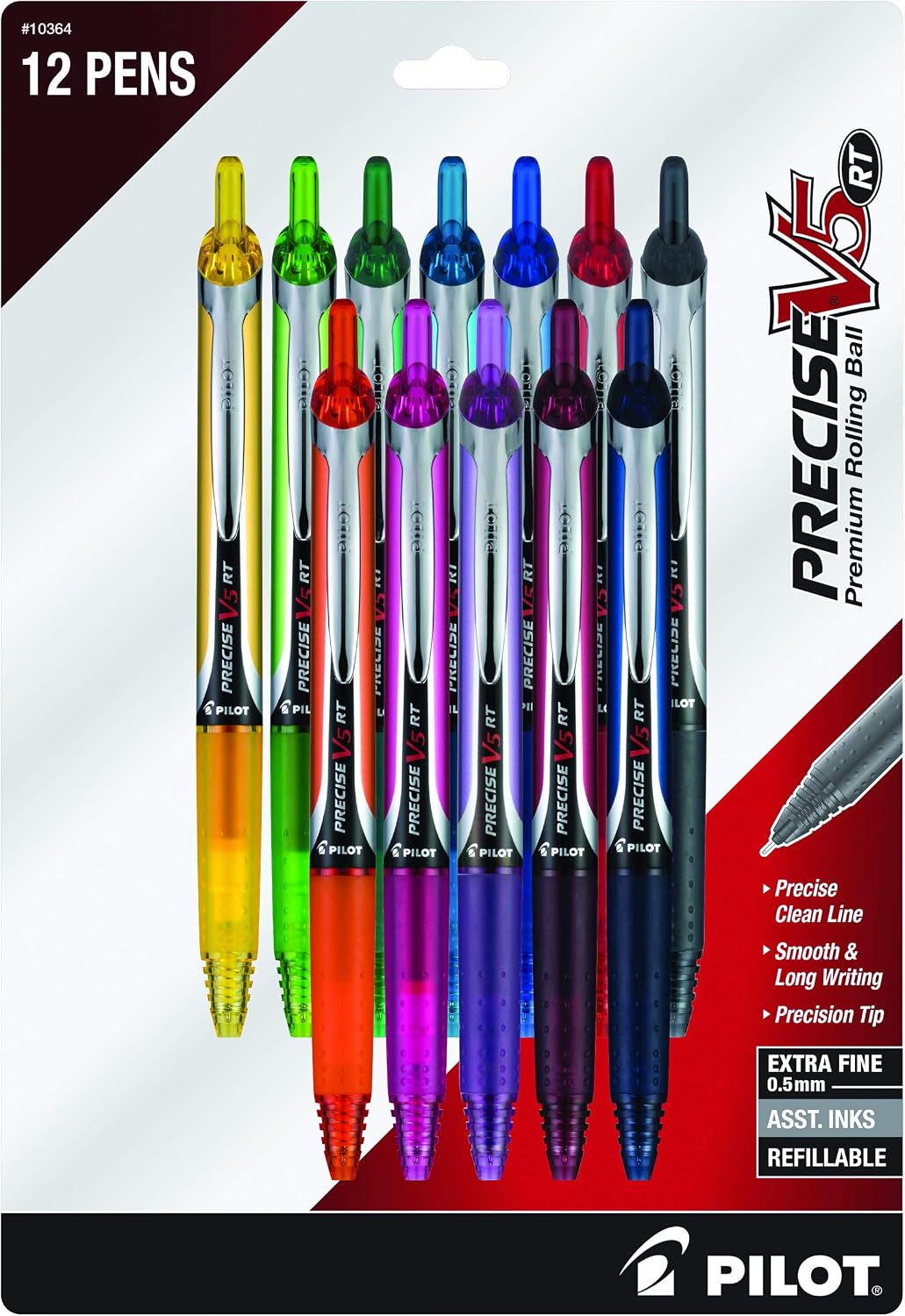 PILOT Precise V5 RT Retractable Rollerball Pens, 0.5mm, Blue, 12-Pack - Image 9