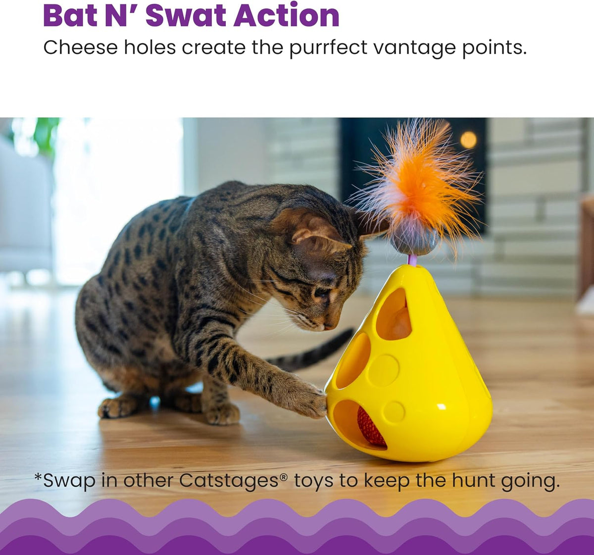 Interactive peek a boo holes on Catstages cat toy