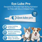 Sentrx veterinary eye lubricant packaging highlighting hyaluronic acid and carbomer ingredients