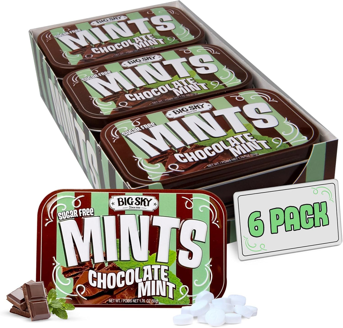 Big Sky Sugar Free Cotton Candy Mints - 50 Count Tin (Pack of 6) | Kosher Certified, Vegan Cotton Candy | Aspartame & Gluten Free | Sweet Nostalgic Flavored Mints for Travel & Sharing - Image 14