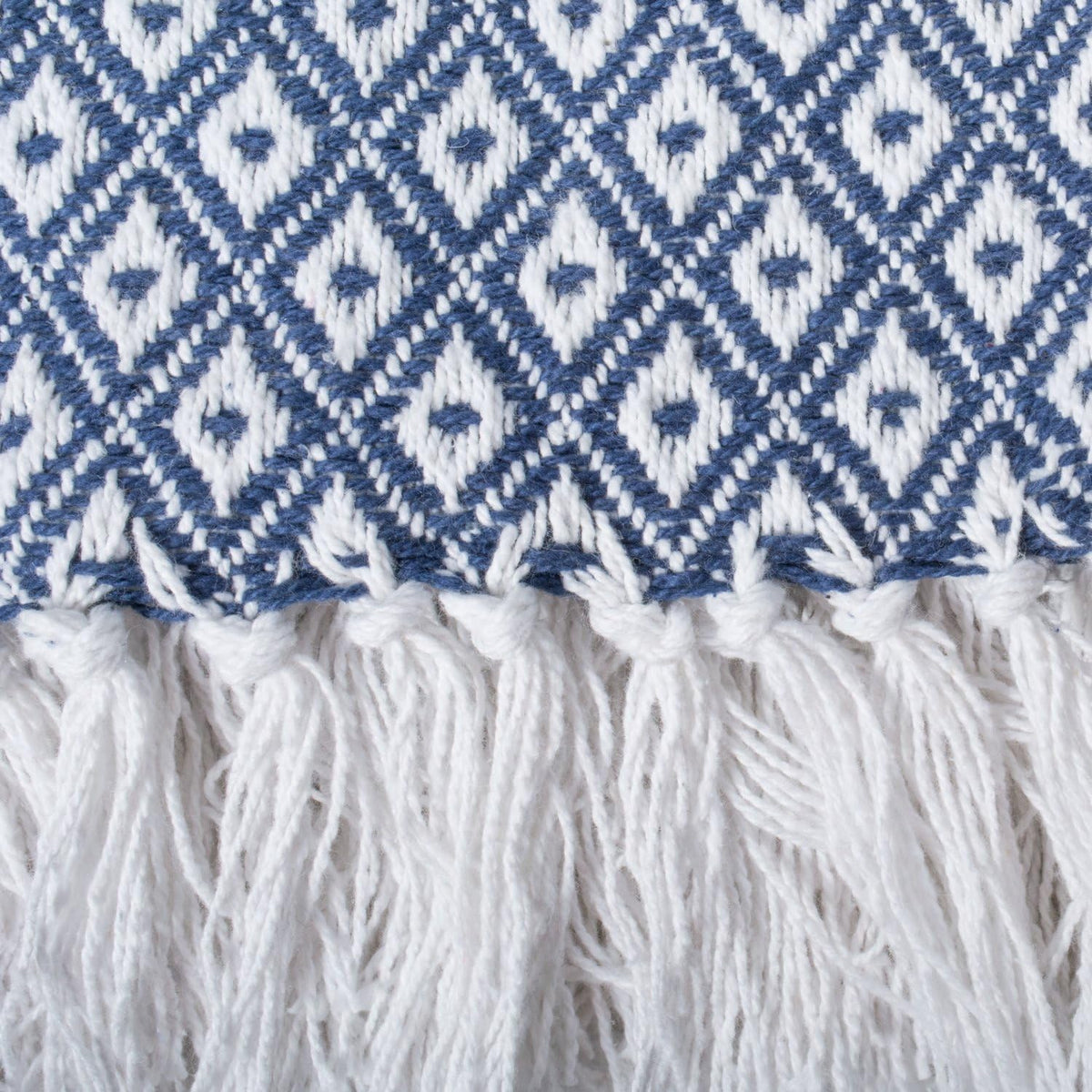 Decorative fringe tassel edges on cotton throw