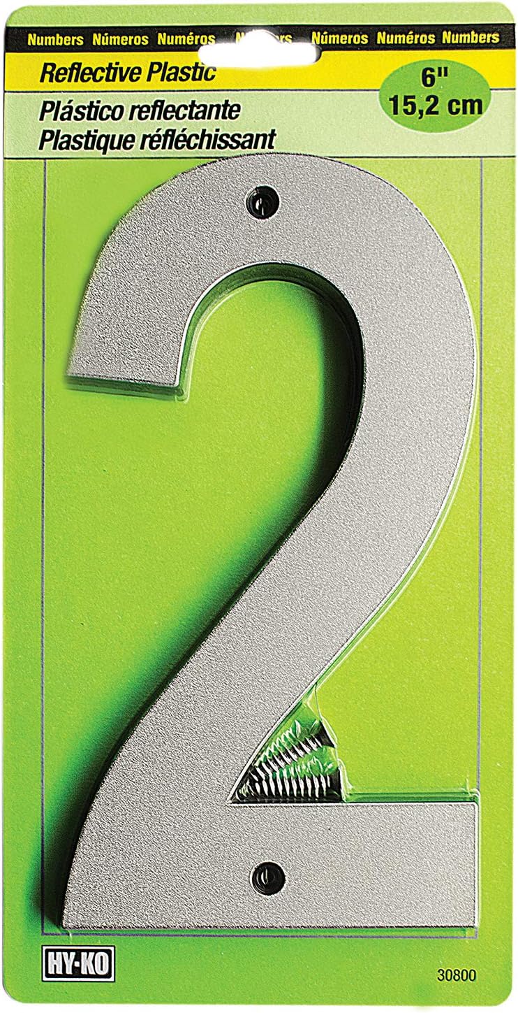 Hy-Ko reflective plastic house number front view