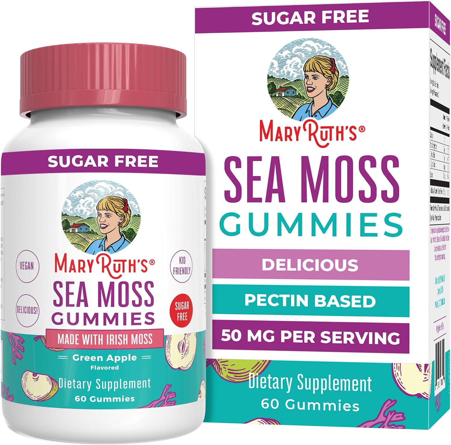 MaryRuth Organics Sea Moss Gummies front view bottle packaging
