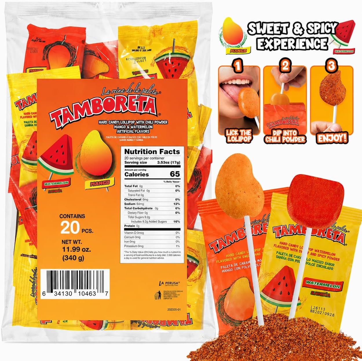 Tamboreta Mexican lollipops front view packaging
